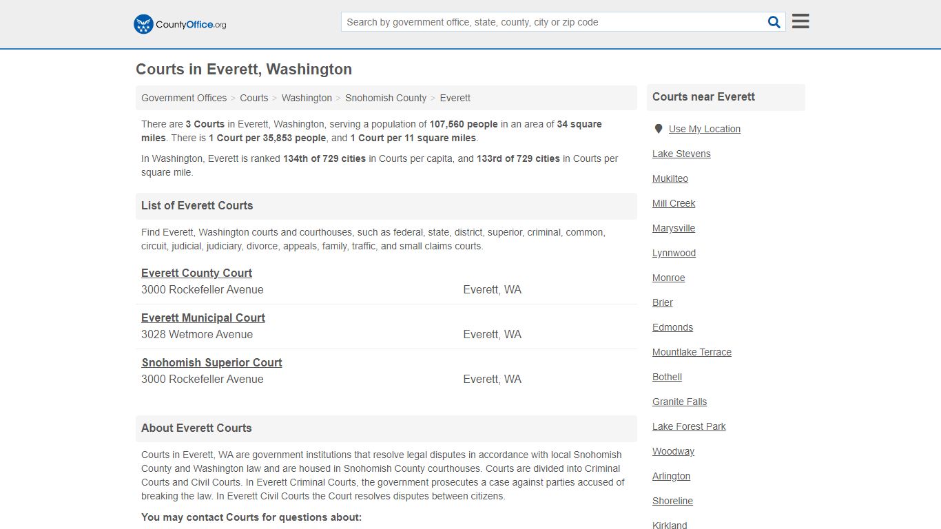 Courts - Everett, WA (Court Records & Calendars)